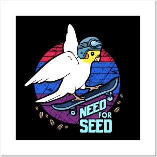 Need for Seed Skater white cockatiel Posters and Art